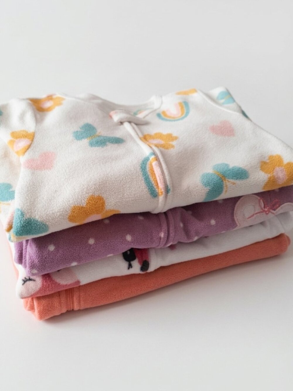 Lot of 4 Carter's/Pekkle Toddler Girls Fleece Pajamas / Sleepers - Size 3T